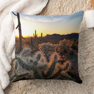 Coussin Arizona Sunset Sonoran Desert Avec Saguaro Cactus