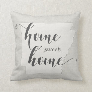 Coussin Arkansas - Home Sweet Home aspect toile de jute