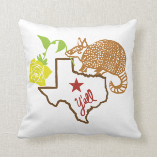 Coussin Armadillo du Texas et Rose jaune