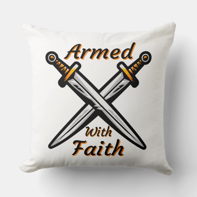 Coussin Armé Avec La Foi Citation Biblique (Recto)