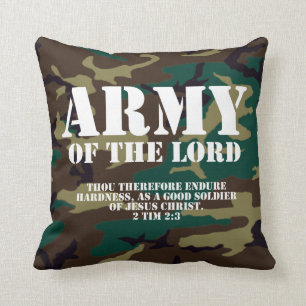 Coussin Armée du seigneur, écriture sainte Camo de bible