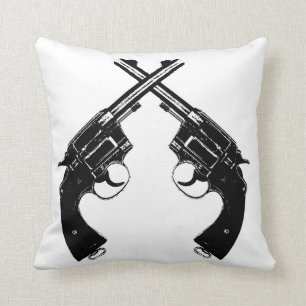Coussin Armes à feu vintages croisées de //de revolvers