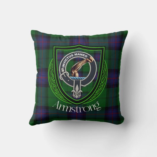Coussin Armstrong Scottish Clan Tartan & Crest (Verso)