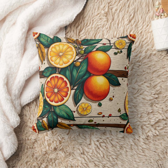 Coussin Arrangement d'agrumes vibrants sur arrière - plan  (Couverture)