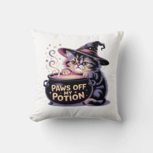 Coussin Arrêtez de toucher à ma potion, sorcière chat kawa