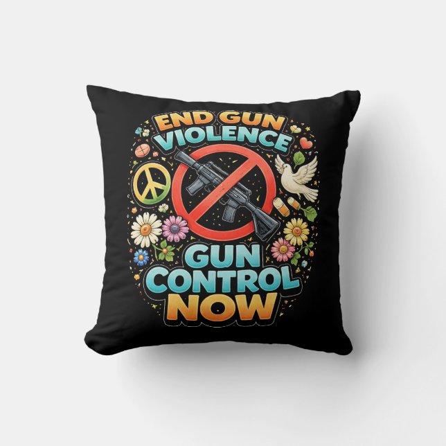 Coussin Arrêtons la violence armée maintenant (Recto)