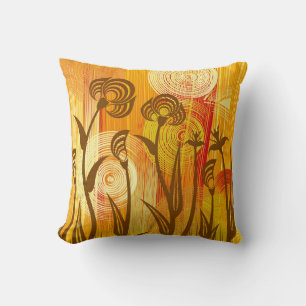 Coussin Arrière - plan à fleurs orange