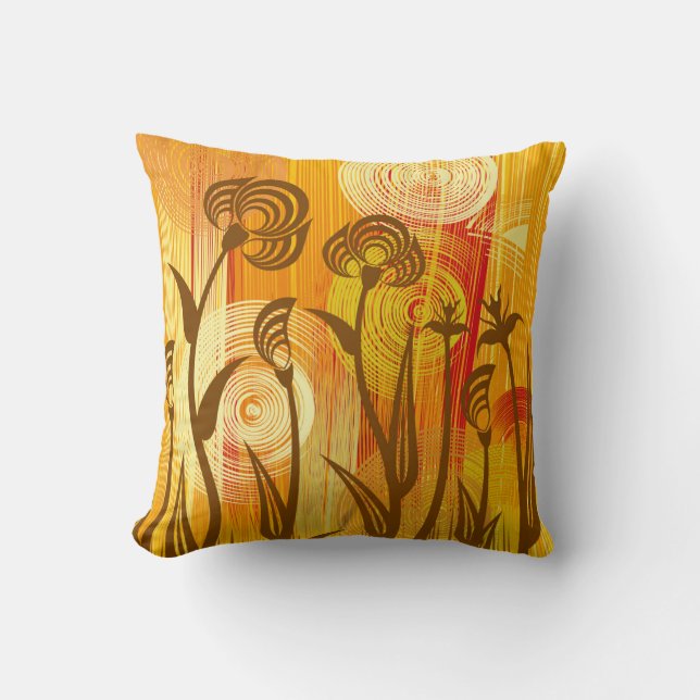 Coussin Arrière - plan à fleurs orange (Recto)