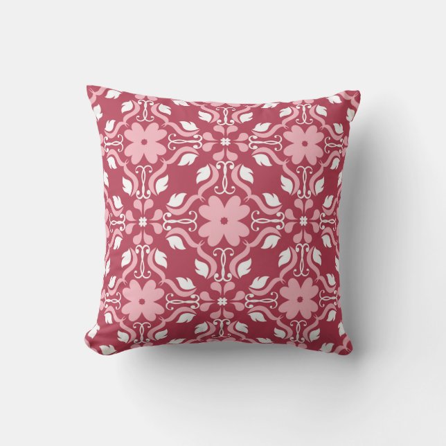 Coussin Arrière - plan à fleurs rouge et beige. Couleur tr (Recto)