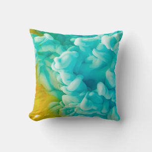 Coussin Arrière-plan abstrait de peinture jaune et bleu