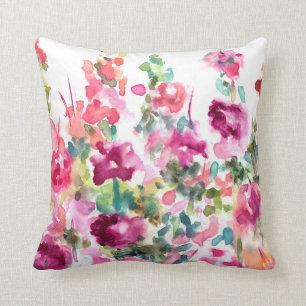 Coussin Arrière - plan abstrait rose de fleur d'aquarelle