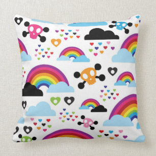 Coussin Arrière - plan adolescent de crâne d'arc-en-ciel