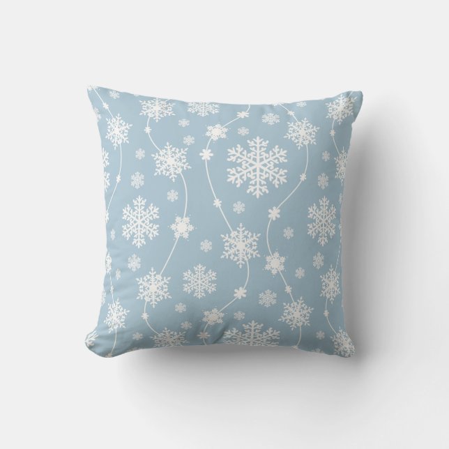 Coussin Arrière - plan bleu clair avec des flocons de neig (Recto)