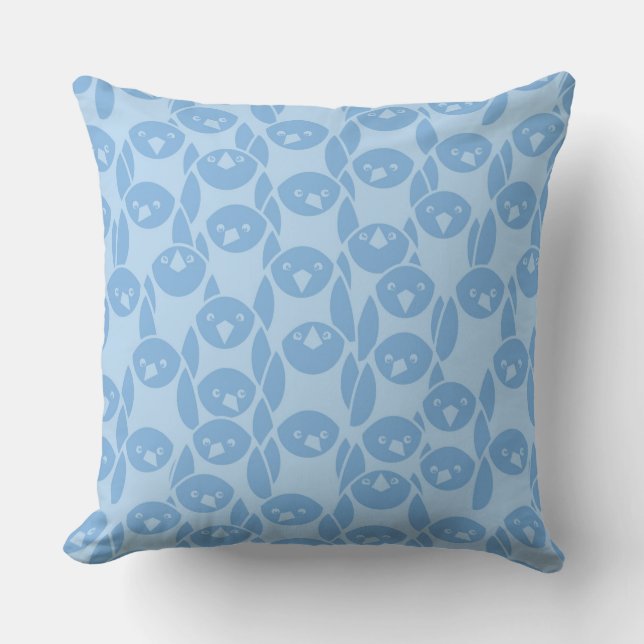 Coussin Arrière - plan bleu de motif de pingouins (Recto)