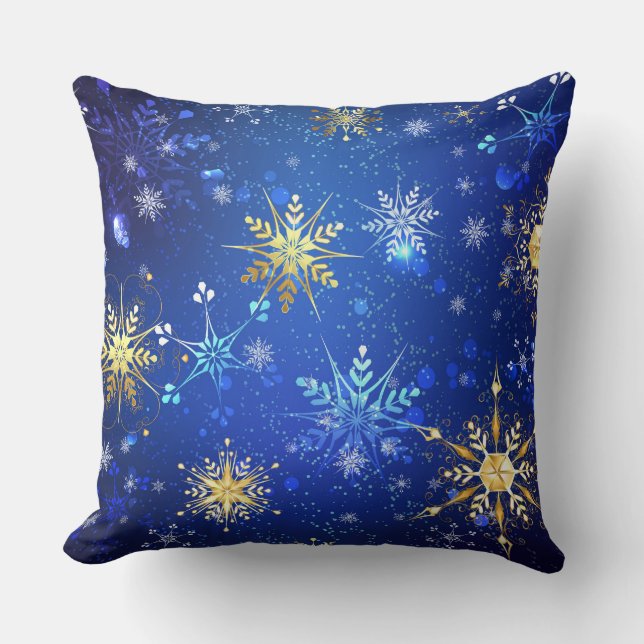 Coussin Arrière - plan Bleu XMAS avec des flocons de neige (Recto)