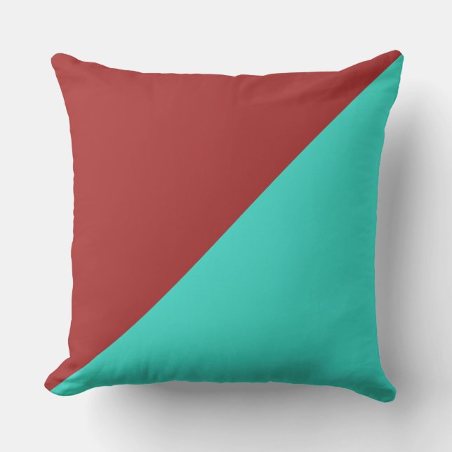 Coussin Arrière - plan couleur solide Turquoise & Auburn (Recto)