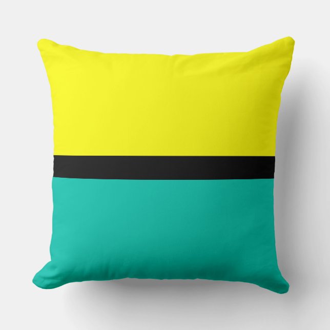 Coussin Arrière - plan couleur uni jaune et amazonite (Recto)