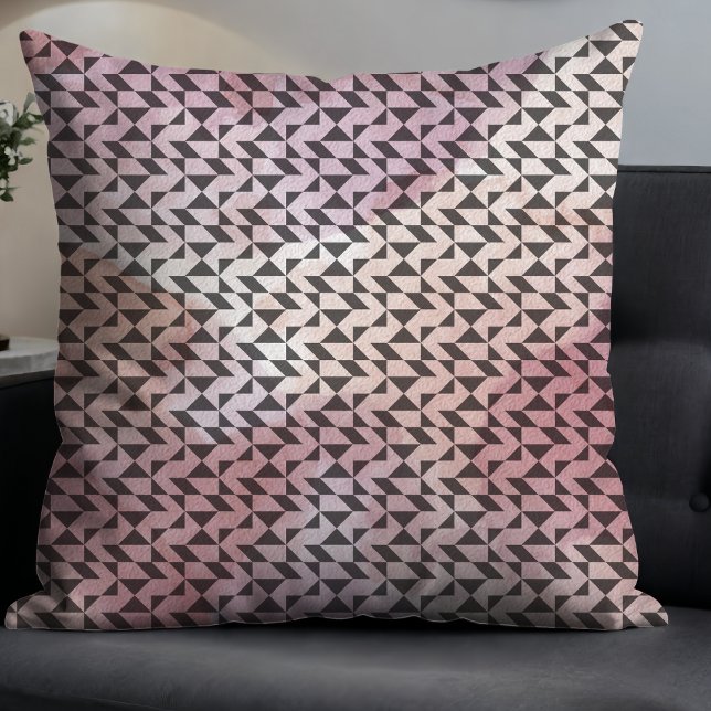 Coussin Arrière - plan d'aquarelle rose Abstrait noir (Créateur téléchargé)