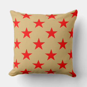 Coussin Arrière - plan De Beige Et D'Étoiles Rouge
