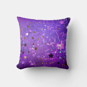 Coussin Arrière - plan de feuille violet avec étoiles