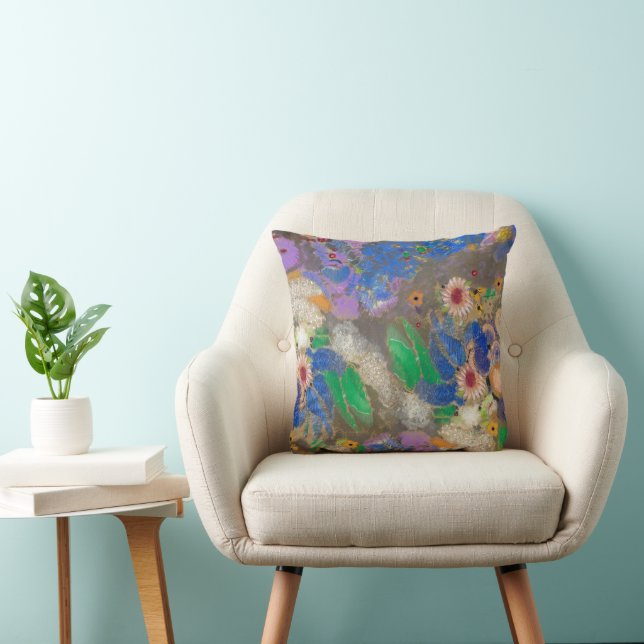 Coussin Arrière - plan de fleurs abstrait d'Odilon Redon. (Chaise)