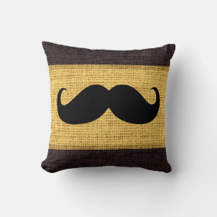 Coussin Arrière - plan de jute de moustache noire jaune Bu