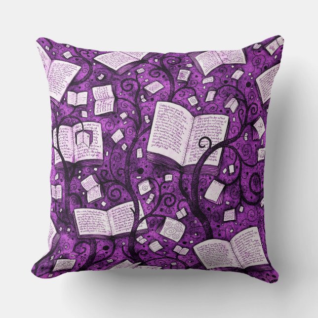 Coussin Arrière - plan de livres roses (Recto)
