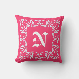 Coussin Arrière - plan de roses indien et monogramme