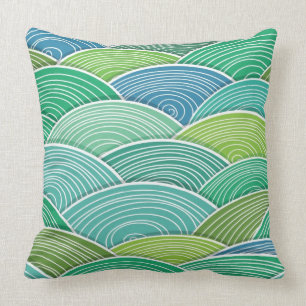 Coussin Arrière - plan des vagues vertes abstraites