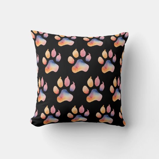 Coussin Arrière - plan Empreinte de patte aquarelle (Recto)