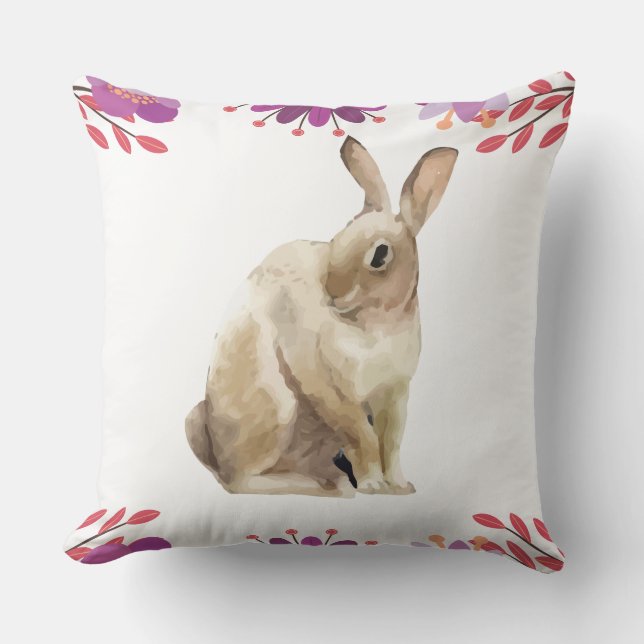 Coussin Arrière - plan floral Lapin de Pâques (Recto)
