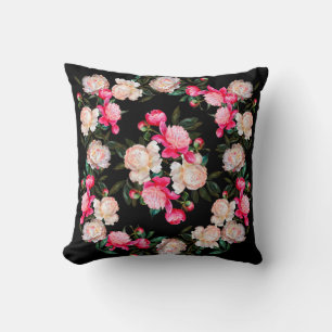 Coussin Arrière - plan floral. Peonies rose et blanc sur u
