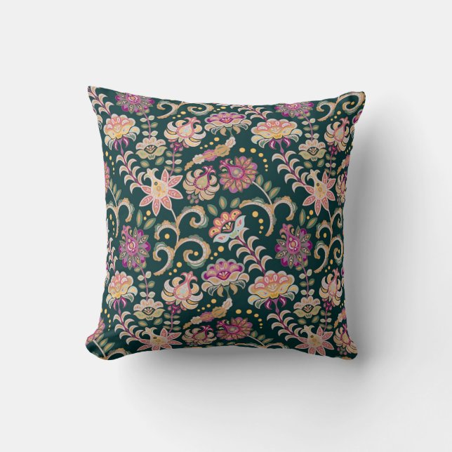 Coussin Arrière - plan floral rose foncé (Recto)