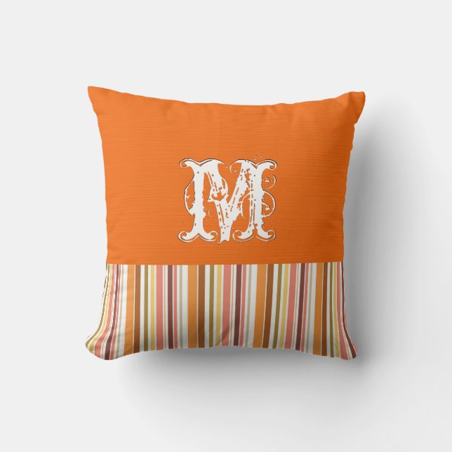 Coussin Arrière - plan orange clair. Bandes rétro Monogram (Recto)