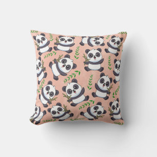 Coussin Arrière - plan Panda Bamboo Pink personnalisé