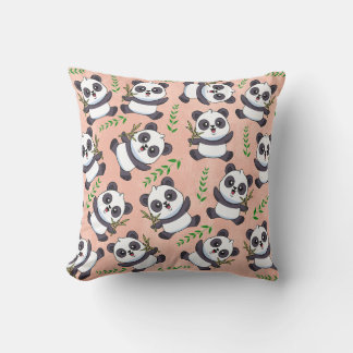 Coussin Arrière - plan Panda Bamboo Pink personnalisé