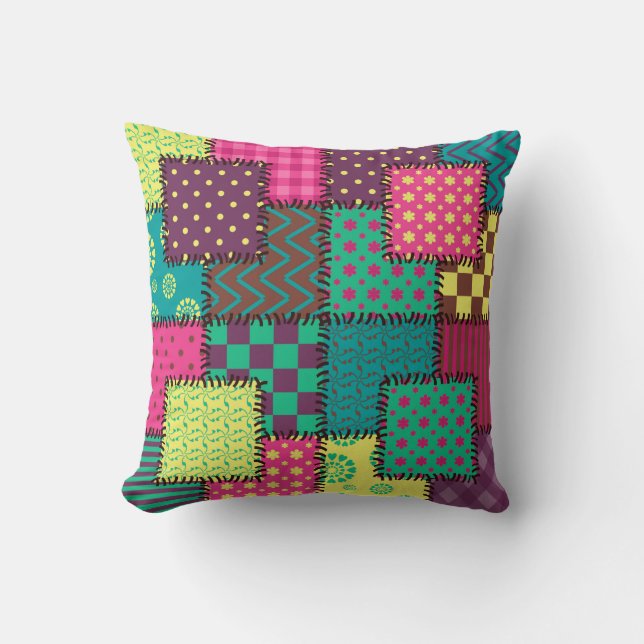 Coussin arrière - plan patchwork avec différents motifs (Recto)