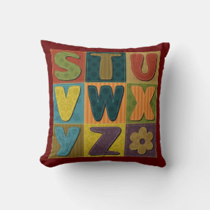 Coussin Arrière - plan Patchwork avec Motif Alphabet