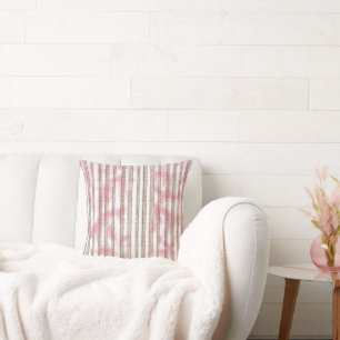Coussin arrière - plan rayé rose et blanc