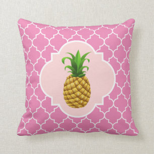 Coussin Arrière - plan rose Quatrefoil d'ananas