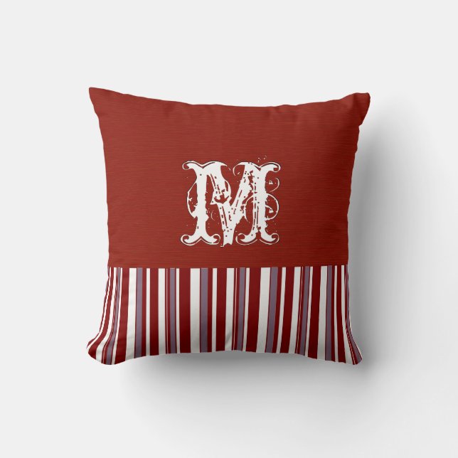 Coussin Arrière - plan rouge foncé clair. Bandes rétro Mon (Recto)