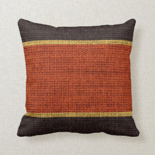 Coussin Arrière - plan rustique orange-foncé et Brown de