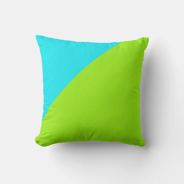 Coussin Arrière - plan simple d'aqua (cyan) et de chaux (Recto)