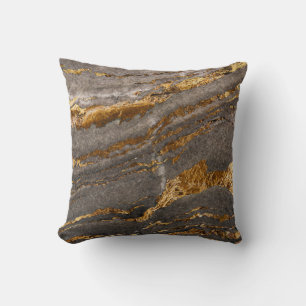 Coussin Arrière - plan texturé en marbre gris à veine doré