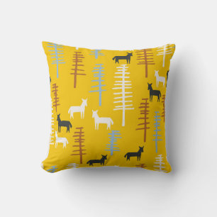 Coussin Arrière - plan tribal avec des chevaux et des arb