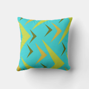 Coussin Arrière - plan turquoise avec flèches gris et jaun