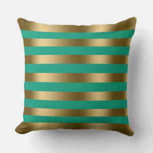 Coussin Arrière - plan Turquoise Gold Stripes
