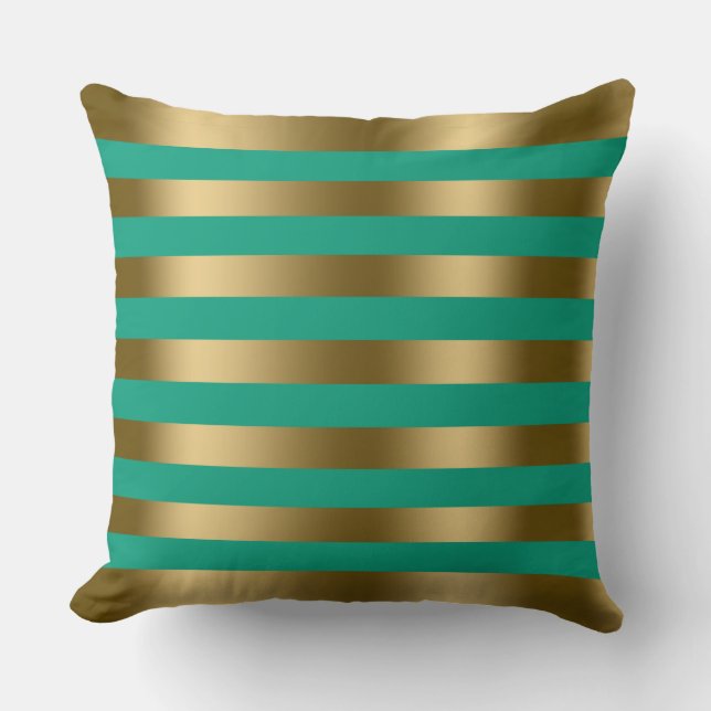 Coussin Arrière - plan Turquoise Gold Stripes (Recto)
