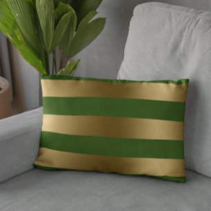 Coussin Arrière - plan vert à bandes dorées modernes