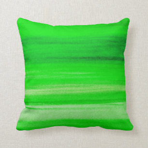Coussin Arrière - plan vert au néon d'abrégé sur aquarelle